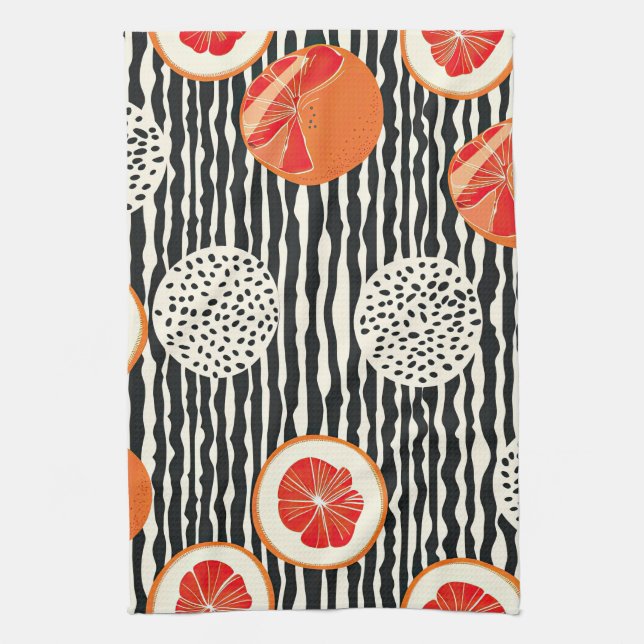 Bold Citrus Slice Stripes (1) Kitchen Towel (Vertical)