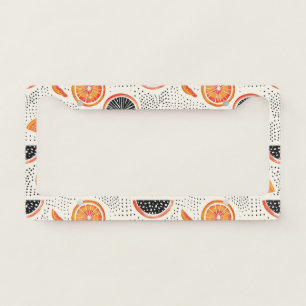 Bold Citrus Slice Stripes (1) License Plate Frame
