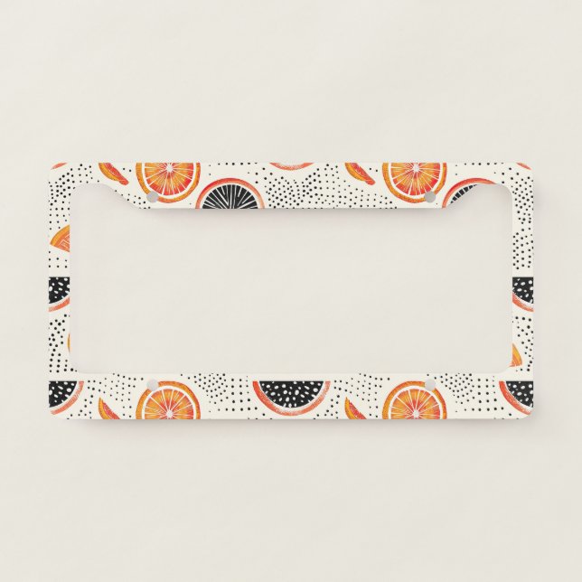 Bold Citrus Slice Stripes (1) License Plate Frame (Front)