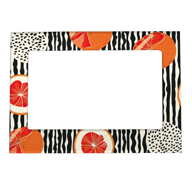 Bold Citrus Slice Stripes (1) Magnetic Frame (Front)
