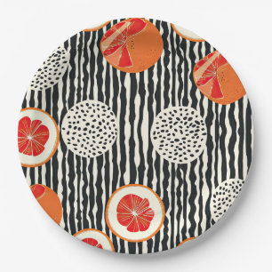 Bold Citrus Slice Stripes (1) Paper Plates