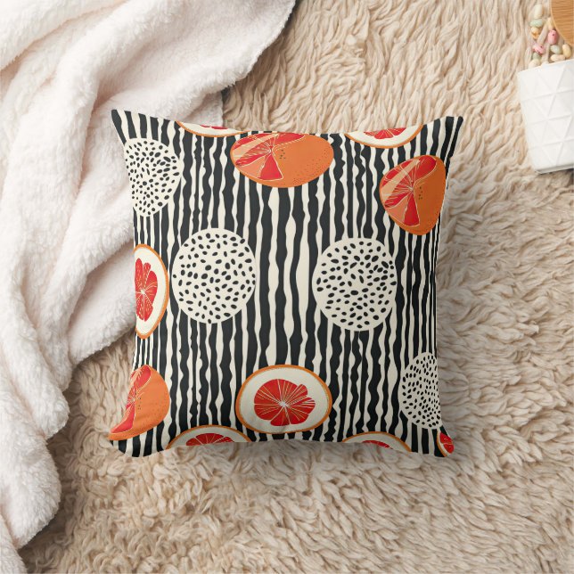 Bold Citrus Slice Stripes (1) Throw Pillow (Blanket)