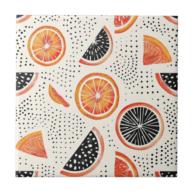 Bold Citrus Slice Stripes (2) Ceramic Tile (Front)