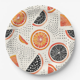 Bold Citrus Slice Stripes (2) Paper Plates