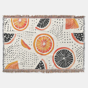 Bold Citrus Slice Stripes (2) Throw Blanket