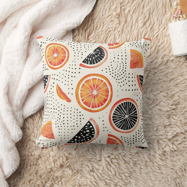 Bold Citrus Slice Stripes (2) Throw Pillow (Blanket)