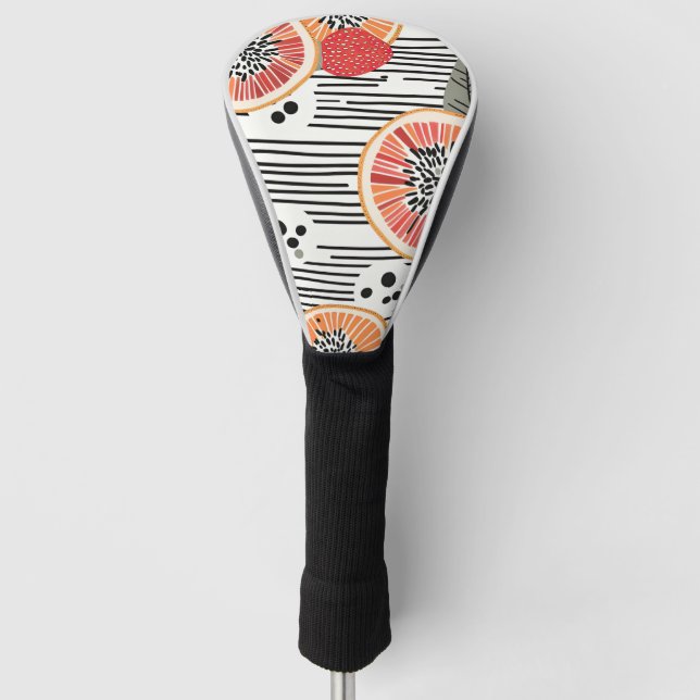 Bold Citrus Slice Stripes (3) Golf Head Cover (Front)