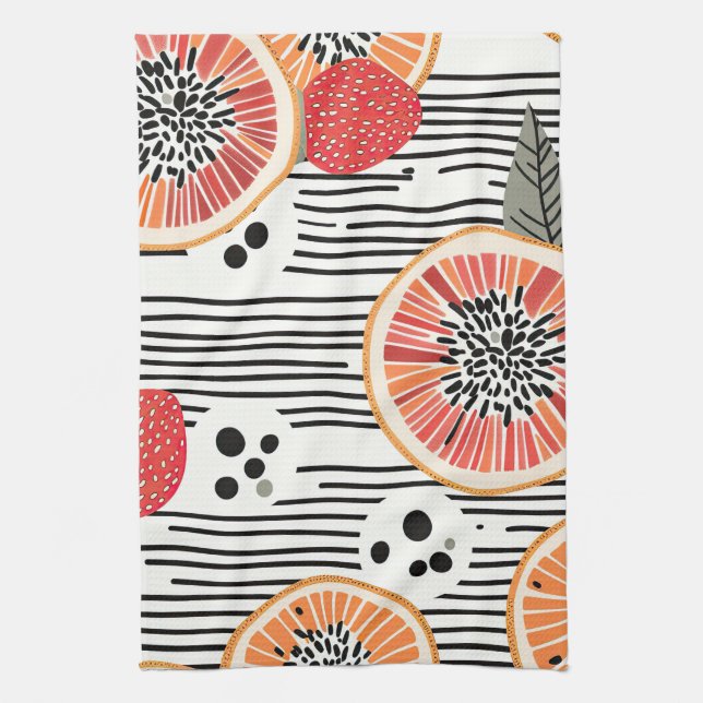 Bold Citrus Slice Stripes (3) Kitchen Towel (Vertical)