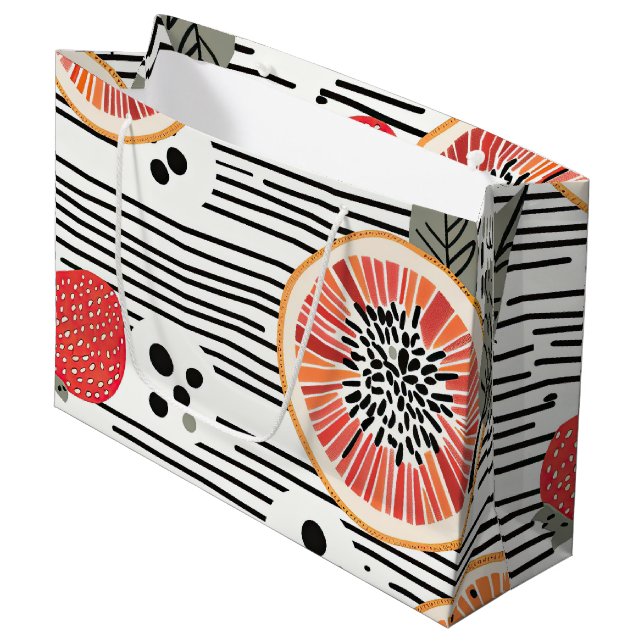 Bold Citrus Slice Stripes (3) Large Gift Bag (Front Angled)
