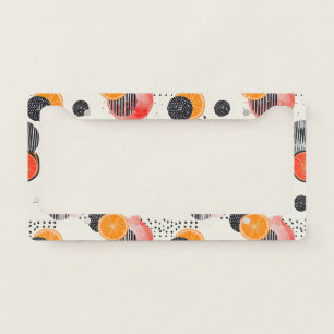 Bold Citrus Slice Stripes (3) License Plate Frame
