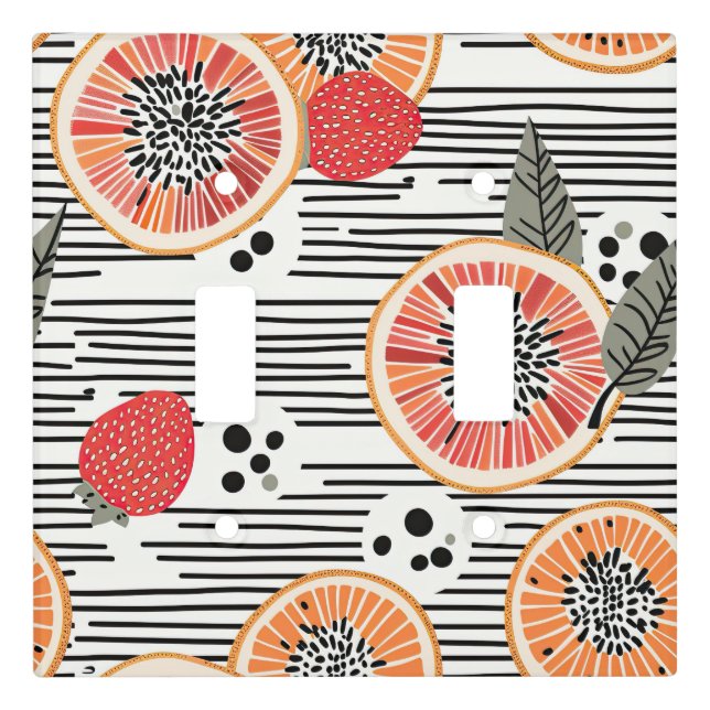 Bold Citrus Slice Stripes (3) Light Switch Cover (Front)