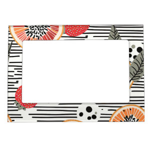 Bold Citrus Slice Stripes (3) Magnetic Frame