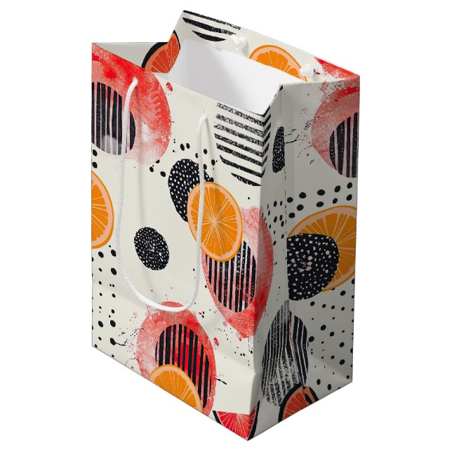 Bold Citrus Slice Stripes (3) Medium Gift Bag (Front Angled)