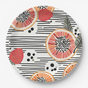 Bold Citrus Slice Stripes (3) Paper Plates