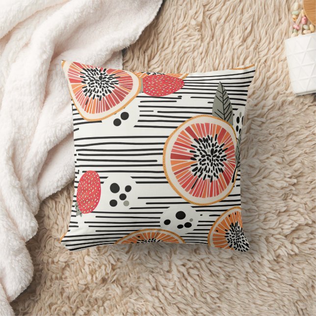 Bold Citrus Slice Stripes (3) Throw Pillow (Blanket)