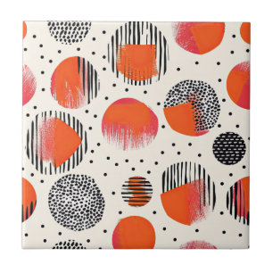 Bold Citrus Slice Stripes (4) Ceramic Tile