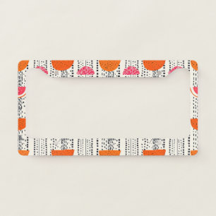 Bold Citrus Slice Stripes (4) License Plate Frame