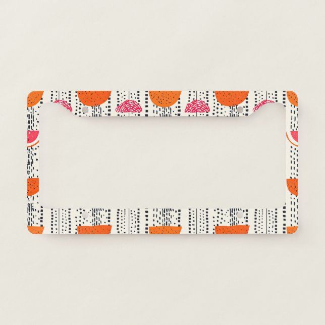 Bold Citrus Slice Stripes (4) License Plate Frame (Front)