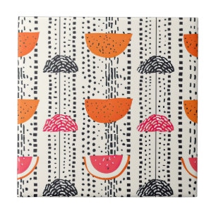 Bold Citrus Slice Stripes (5) Ceramic Tile