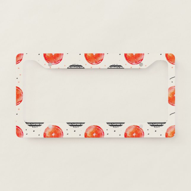 Bold Citrus Slice Stripes (5) License Plate Frame (Front)