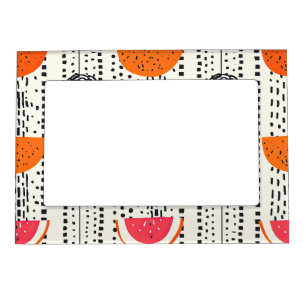 Bold Citrus Slice Stripes (5) Magnetic Frame
