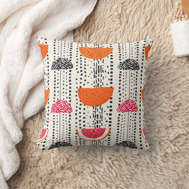 Bold Citrus Slice Stripes (5) Throw Pillow (Blanket)