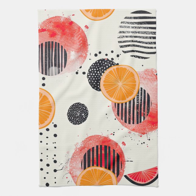 Bold Citrus Slice Stripes (6) Kitchen Towel (Vertical)