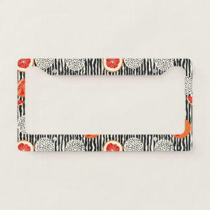 Bold Citrus Slice Stripes (6) License Plate Frame