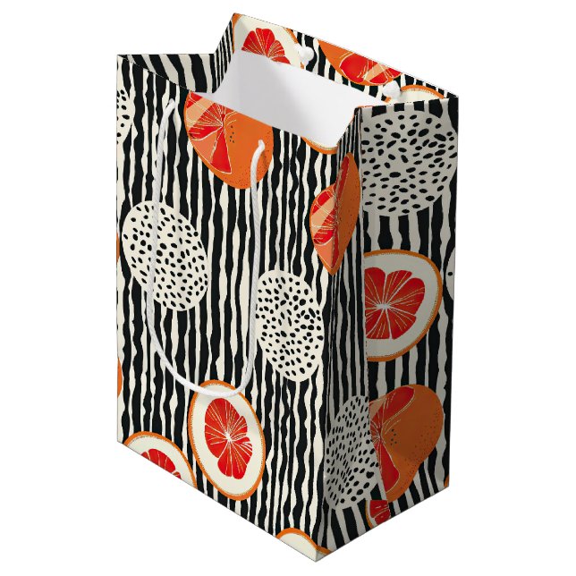 Bold Citrus Slice Stripes (6) Medium Gift Bag (Front Angled)
