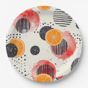 Bold Citrus Slice Stripes (6) Paper Plates