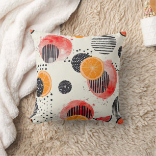 Bold Citrus Slice Stripes (6) Throw Pillow