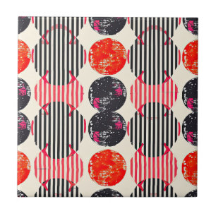 Bold Citrus Slice Stripes (7) Ceramic Tile