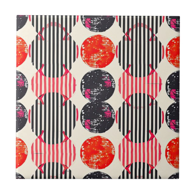 Bold Citrus Slice Stripes (7) Ceramic Tile (Front)