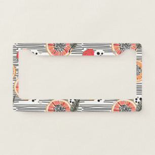 Bold Citrus Slice Stripes (7) License Plate Frame