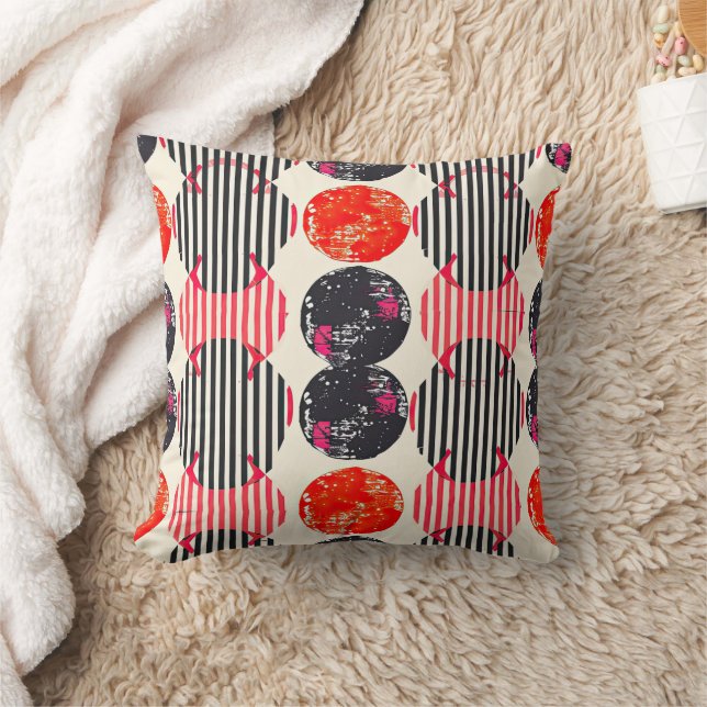 Bold Citrus Slice Stripes (7) Throw Pillow (Blanket)