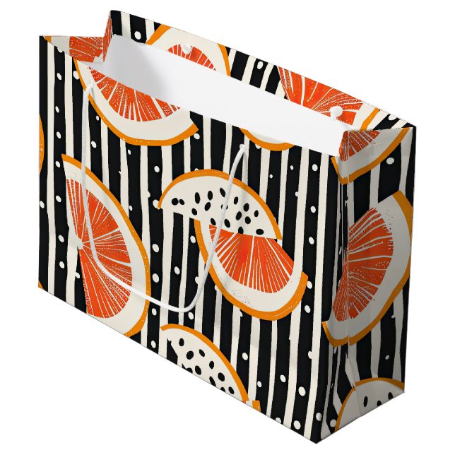 Bold Citrus Slice Stripes (8) Large Gift Bag (Front Angled)