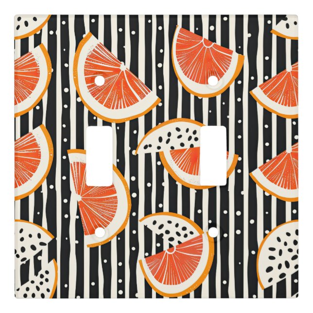 Bold Citrus Slice Stripes (8) Light Switch Cover (Front)