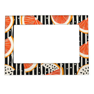 Bold Citrus Slice Stripes (8) Magnetic Frame