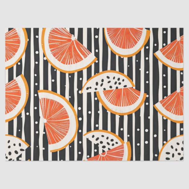 Bold Citrus Slice Stripes (8) Tissue Paper (Front)