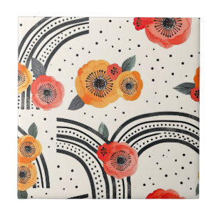 Bold Citrus Slice Stripes (9) Ceramic Tile