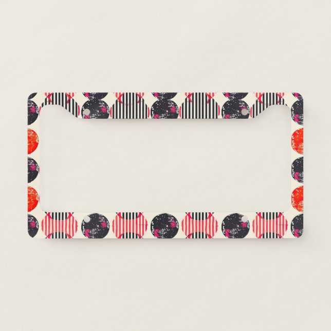 Bold Citrus Slice Stripes (9) License Plate Frame (Front)