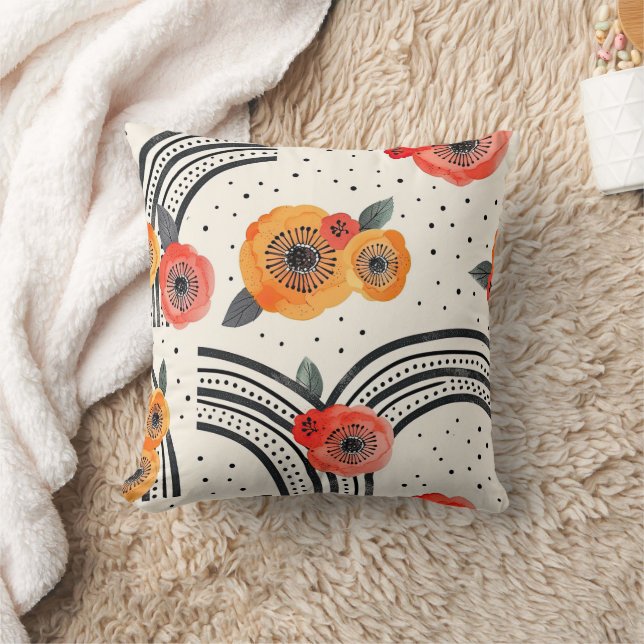 Bold Citrus Slice Stripes (9) Throw Pillow (Blanket)