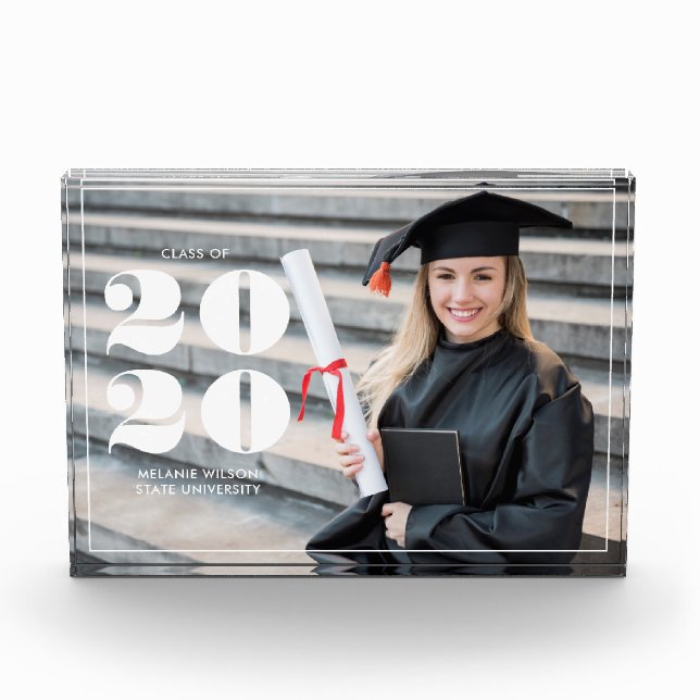 Bold "Class of 2025" Personalized Graduation Photo Block (Front)