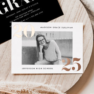 Bold Class of 2025 Rose Gold Photo Graduation Foil Invitation