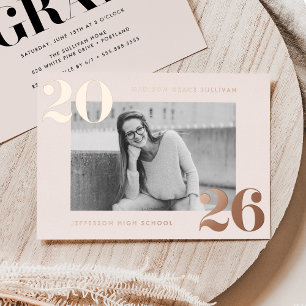 Bold Class of 2026 Cream Photo Graduation Foil Invitation