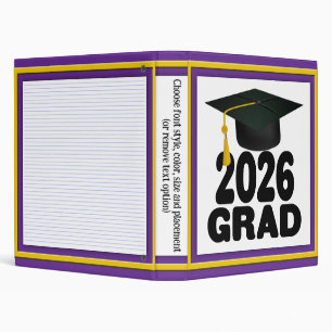 Bold Class of 2026 Graduation 3 Ring Binder