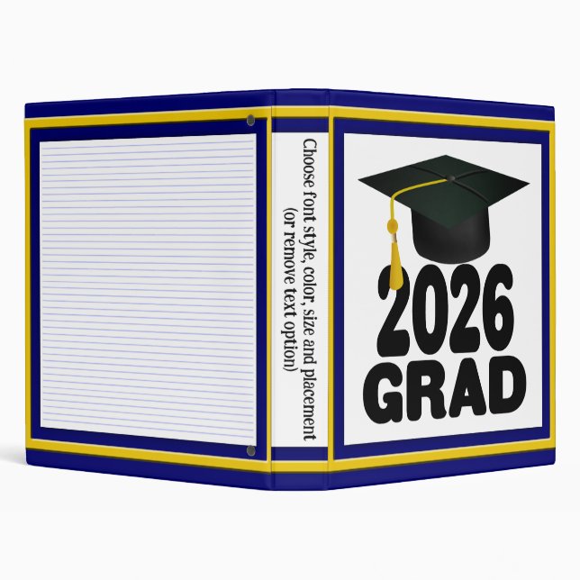 Bold Class of 2026 Graduation 3 Ring Binder (Background)