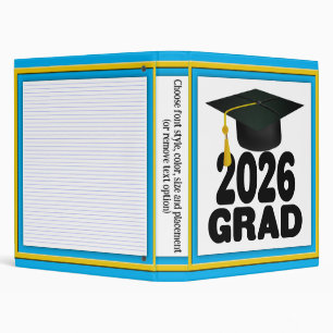 Bold Class of 2026 Graduation 3 Ring Binder