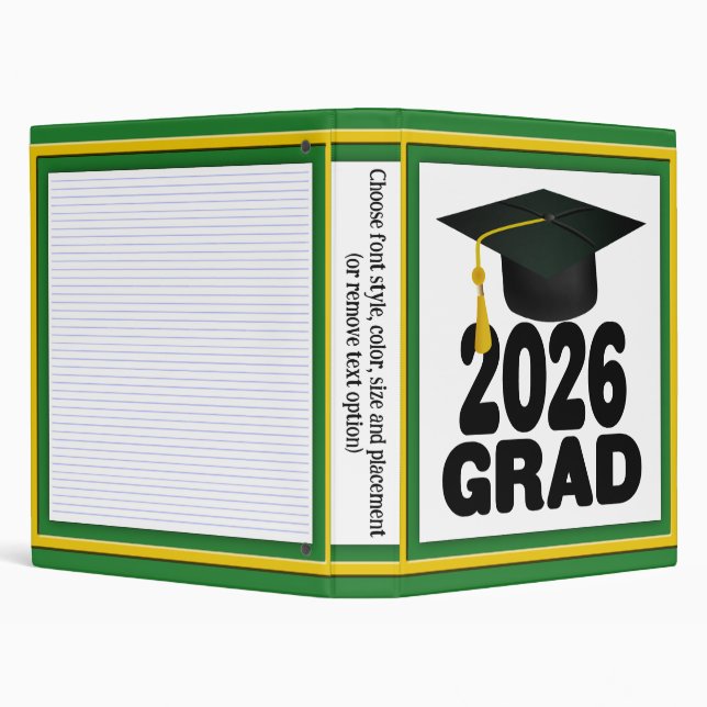 Bold Class of 2026 Graduation 3 Ring Binder (Background)