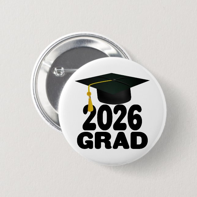 Bold Class of 2026 Graduation Button (Front & Back)